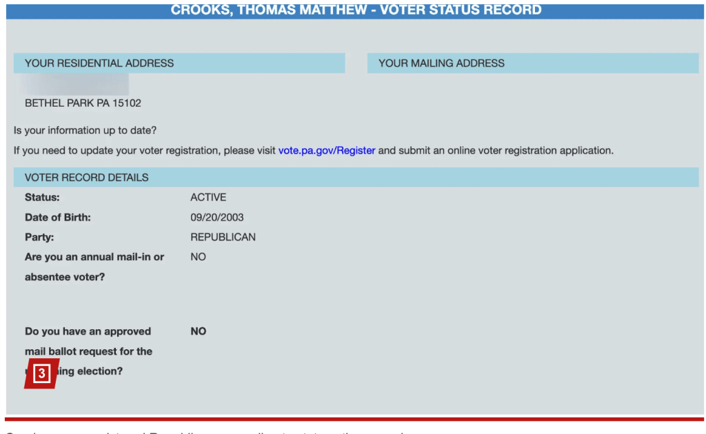 Voter record indicates the gunman Thomas Matthew Brooks was a registered Republican